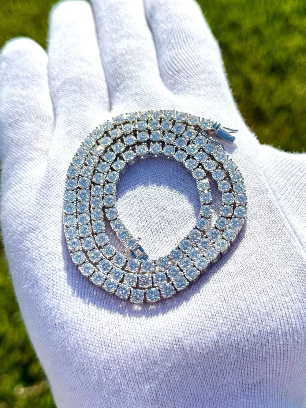 925 Silver, 33CTW Moissanite Tennis Chain - 18”